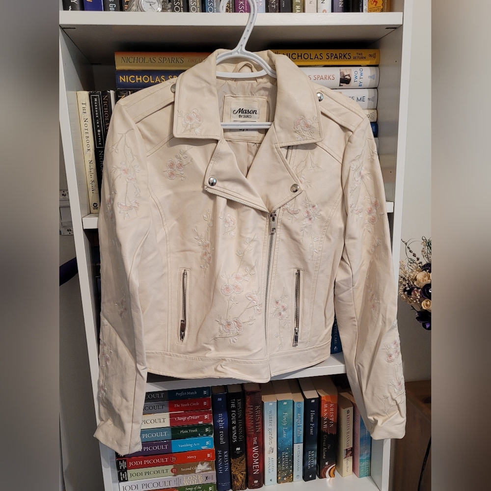 Mason By Suko Off-White Floral Leather Jacket